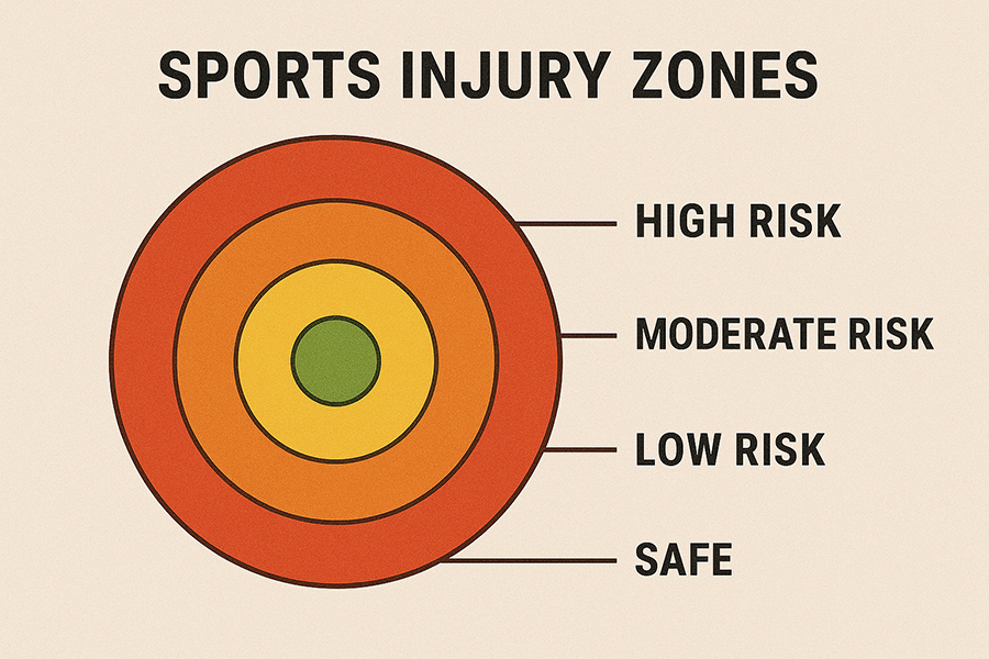 Common sports injury zones on the body